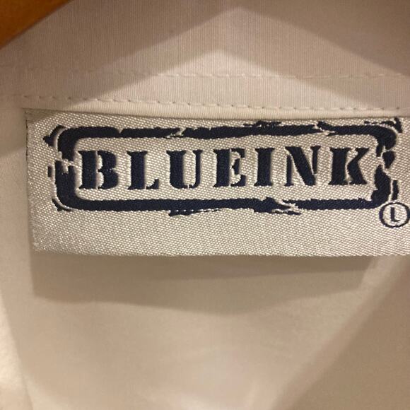 Embroidered white button-down shirt, mens large long sleeve pointed collar shirt - Picture 6 of 8